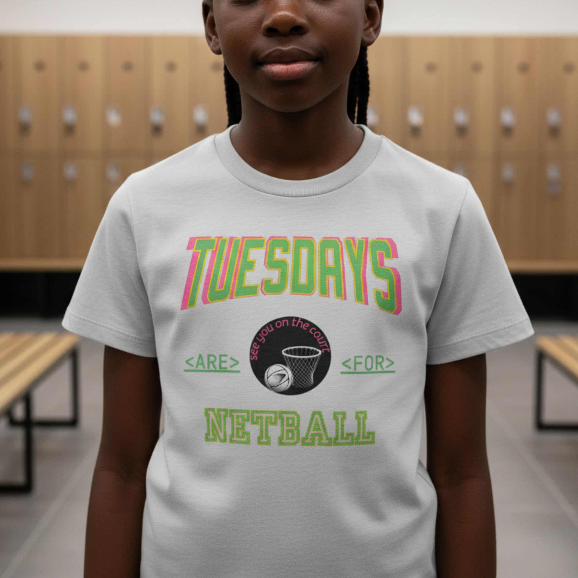 Netball Gifts - Tuesday Netball Slogan Top for Children