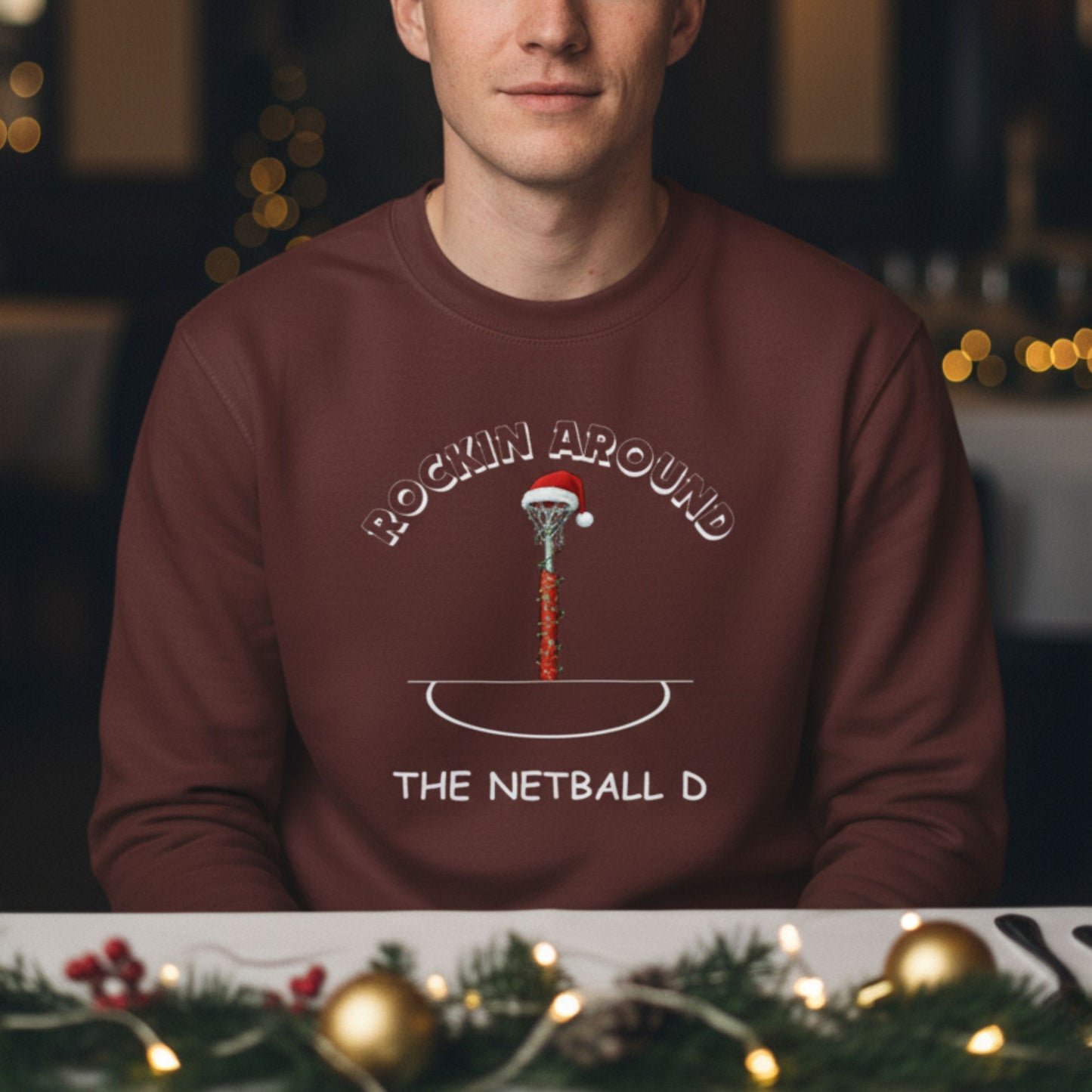 Mens Brown Netball Christmas Jumper - Funny Netballer Slogan Sweater