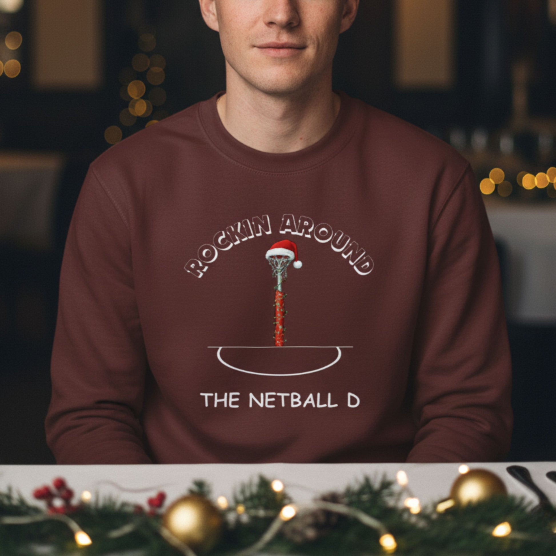 Mens Brown Netball Christmas Jumper - Funny Netballer Slogan Sweater