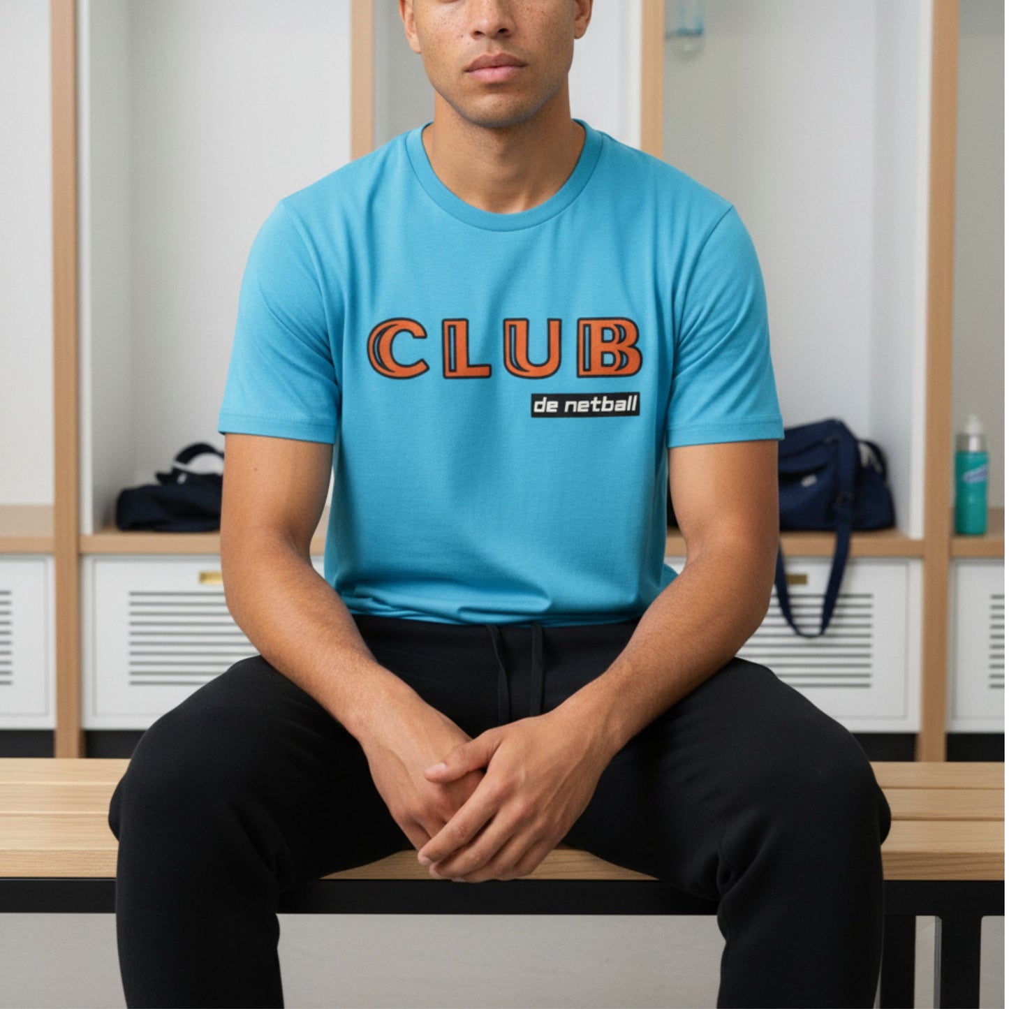 Mens Netball Player Clothing - Blue Club Tee Shirt