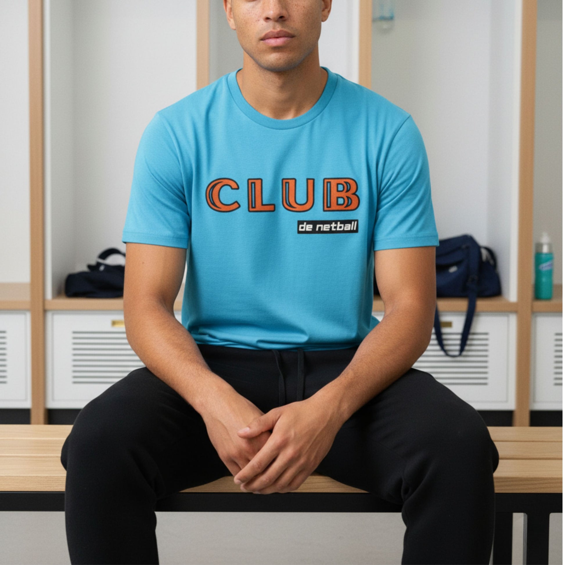 Mens Netball Player Clothing - Blue Club Tee Shirt