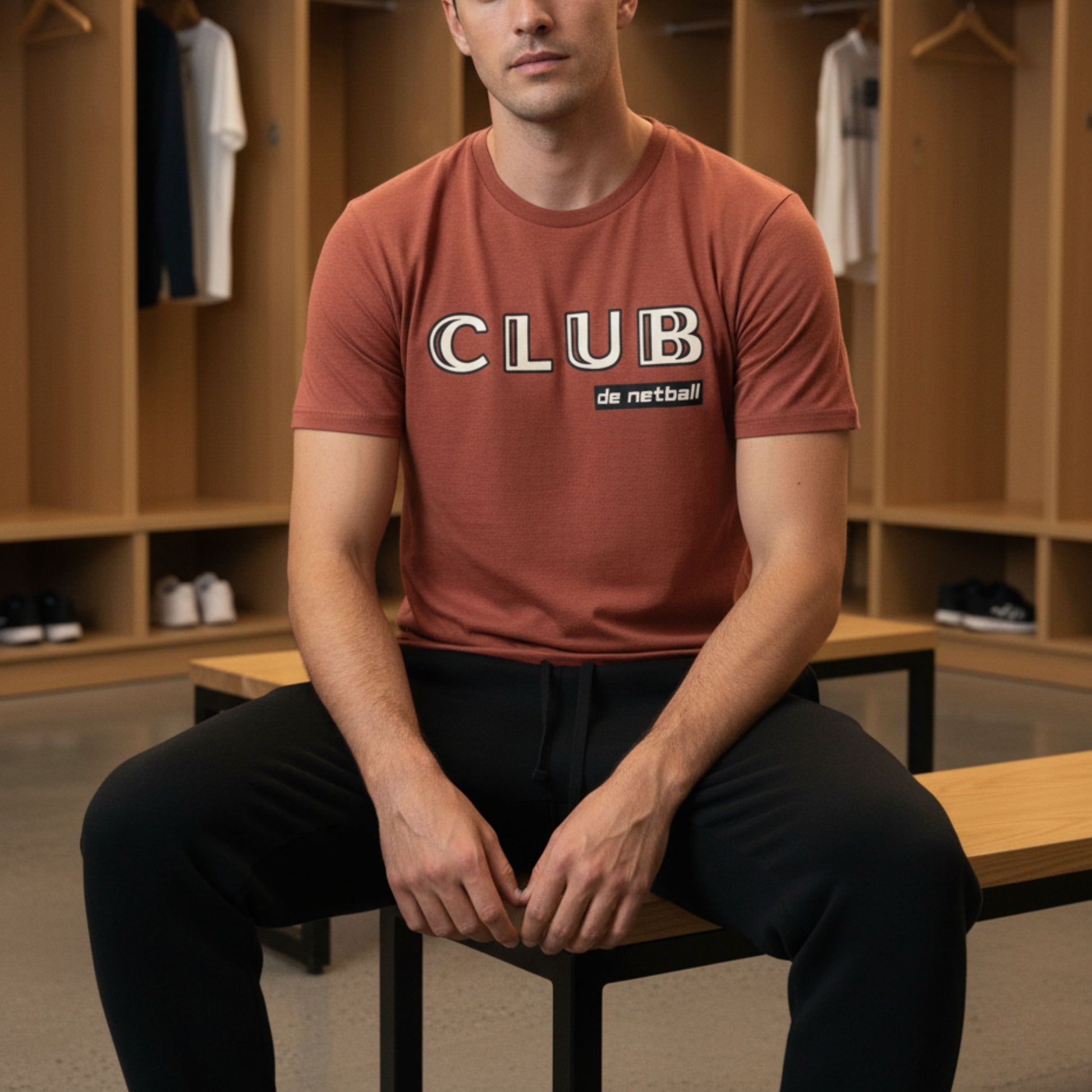 Netball Gifts - Men's Brown Netball Club T-Shirt for Men