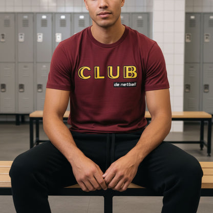 Men's Netball T-Shirt - Burgundy Netball Player Top