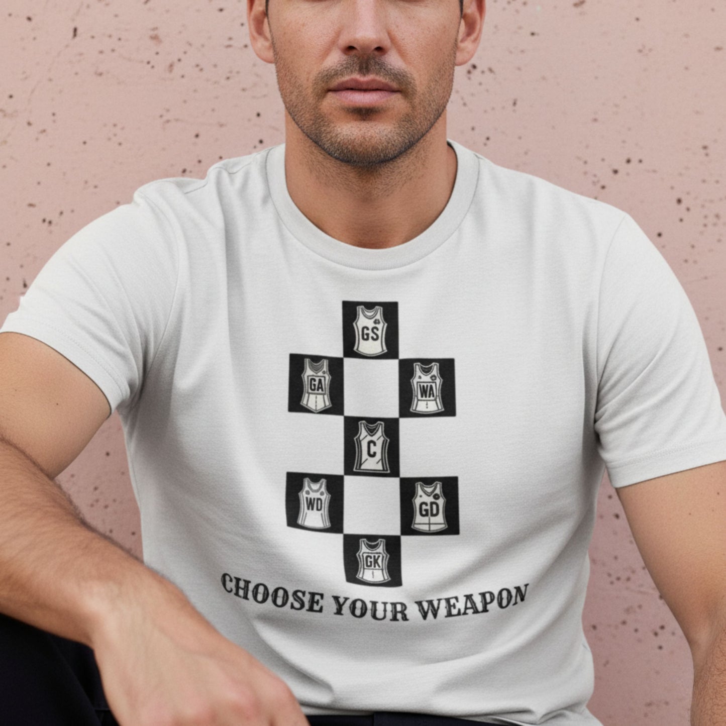 Netball Gifts - Men's Vintage White Netball Team Graphic T-Shirt 