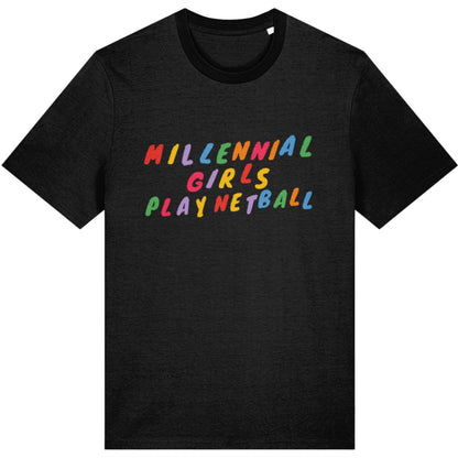 Black Millennial Girls Play Netball T-shirt - Netball Clothing for Adults