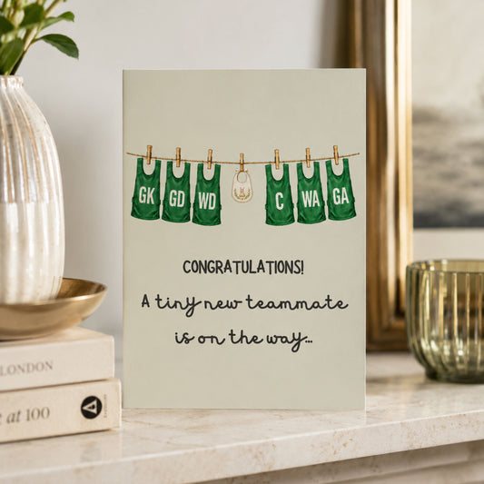 Netball Congratulations New Baby Card - Tiny Teammate