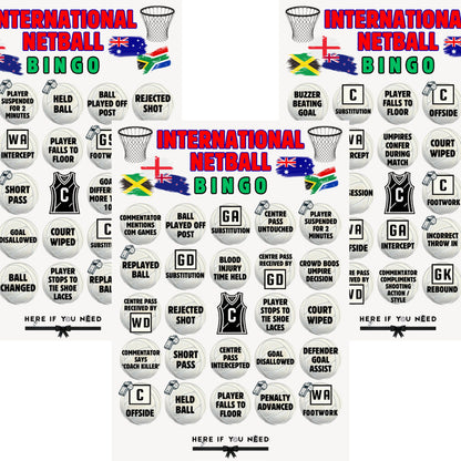 Netball Bingo Cards - Printable Netball Bingo Card For International Fixtures Matches
