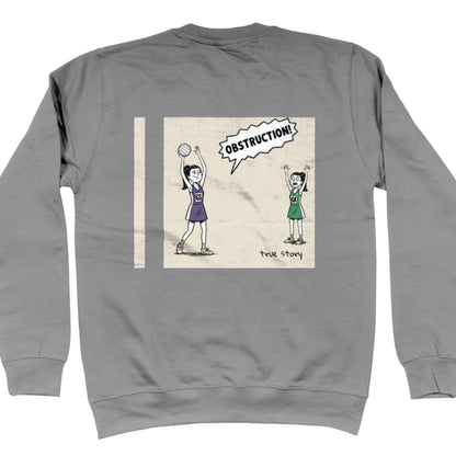 Grey Netball Jumper with Funny Comic Strip Obstruction Back Print