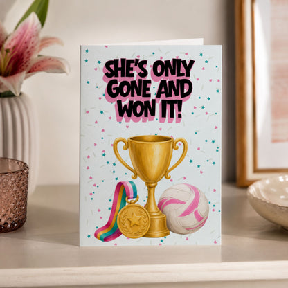 Netball Well Done Card for Winning - Congratulations Card for Netball Players
