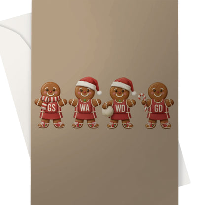 Gingerbread Netball Christmas Card