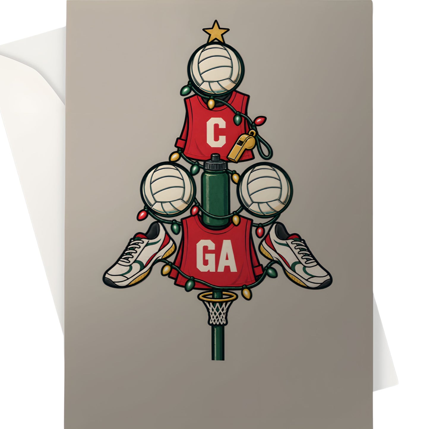Netball Christmas Tree Card