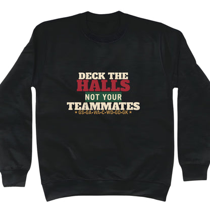 Black Funny Netball Christmas Jumper for Adults - Deck The Halls
