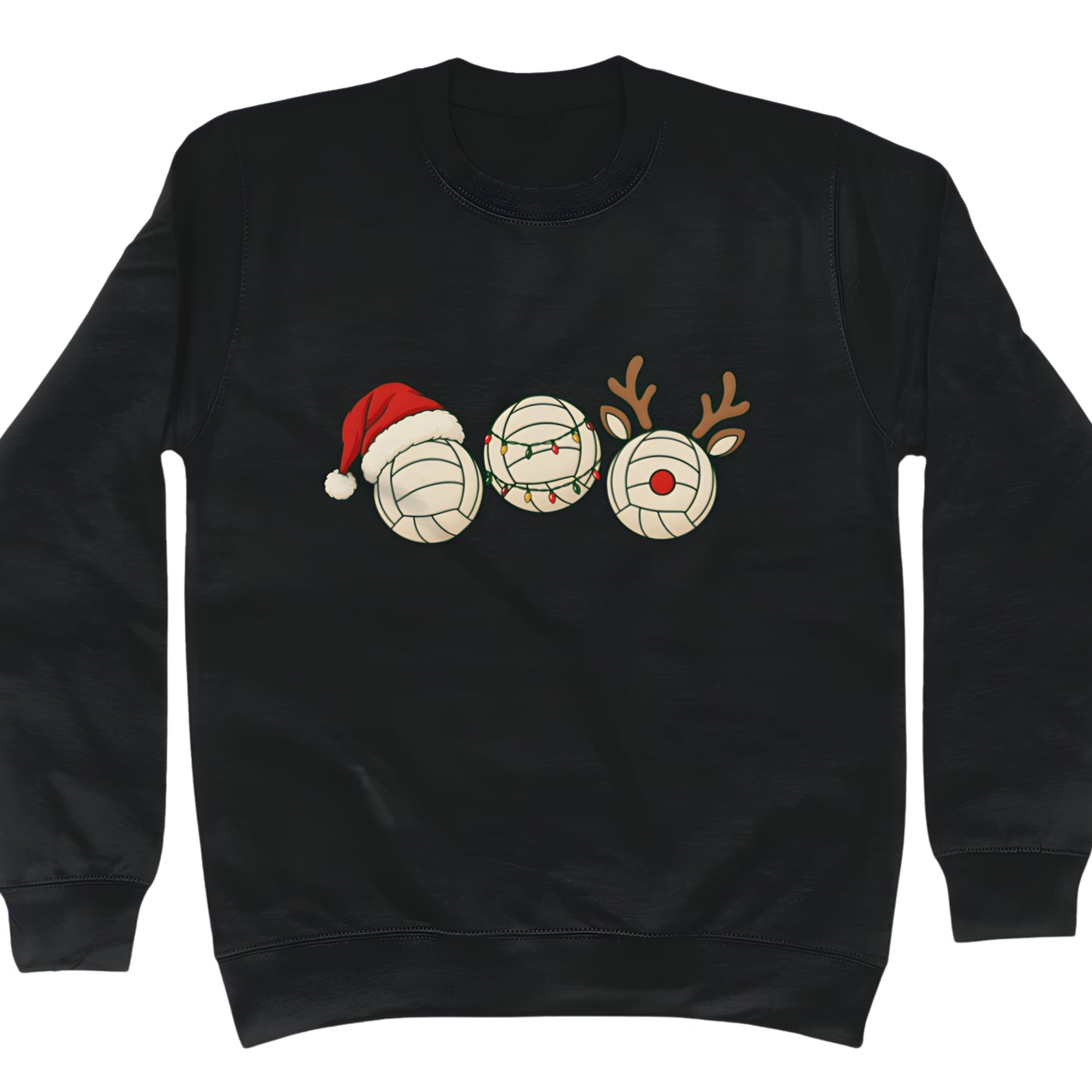 Black Christmas Sweater with Netball Balls Graphic