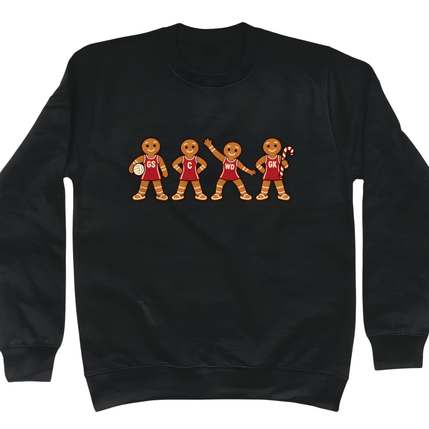 Black Netball Gingerbread Men Christmas Sweater