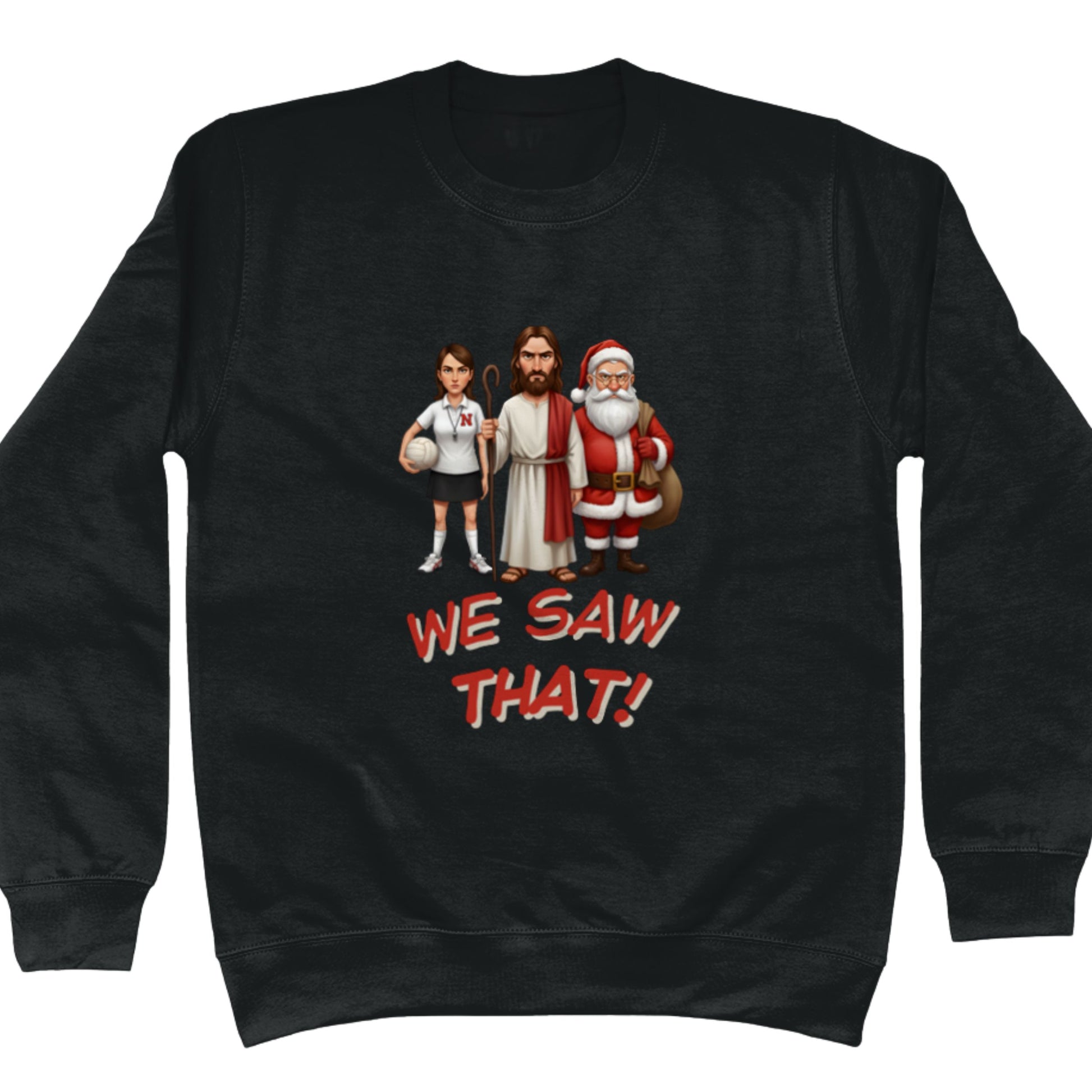 Black Funny Netball Umpire Christmas Jumper - Netball Player Christmas Sweater