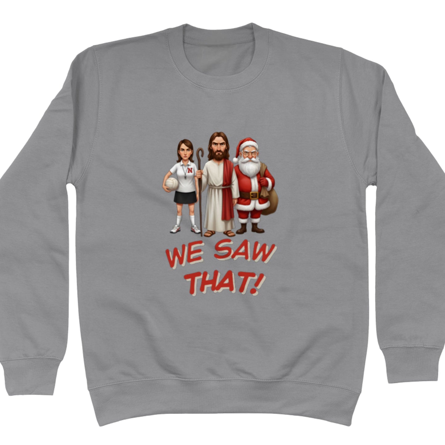 Grey Funny Netball Umpire Christmas Sweater - Netball Player Christmas Jumper