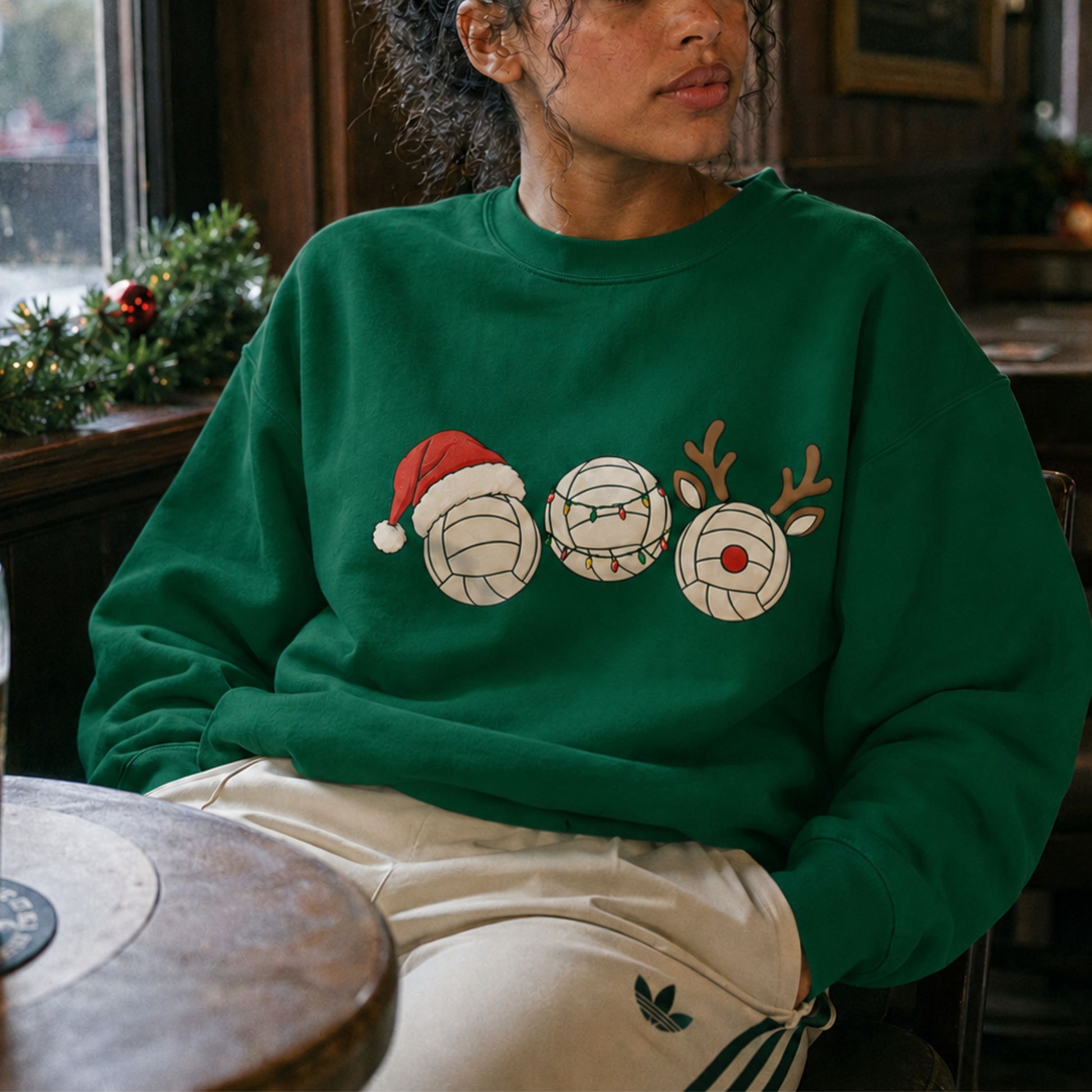 Green Christmas Sweatshirt for Women - Festive Netballs