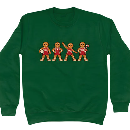 Green Netball Gingerbread Men Christmas Sweater