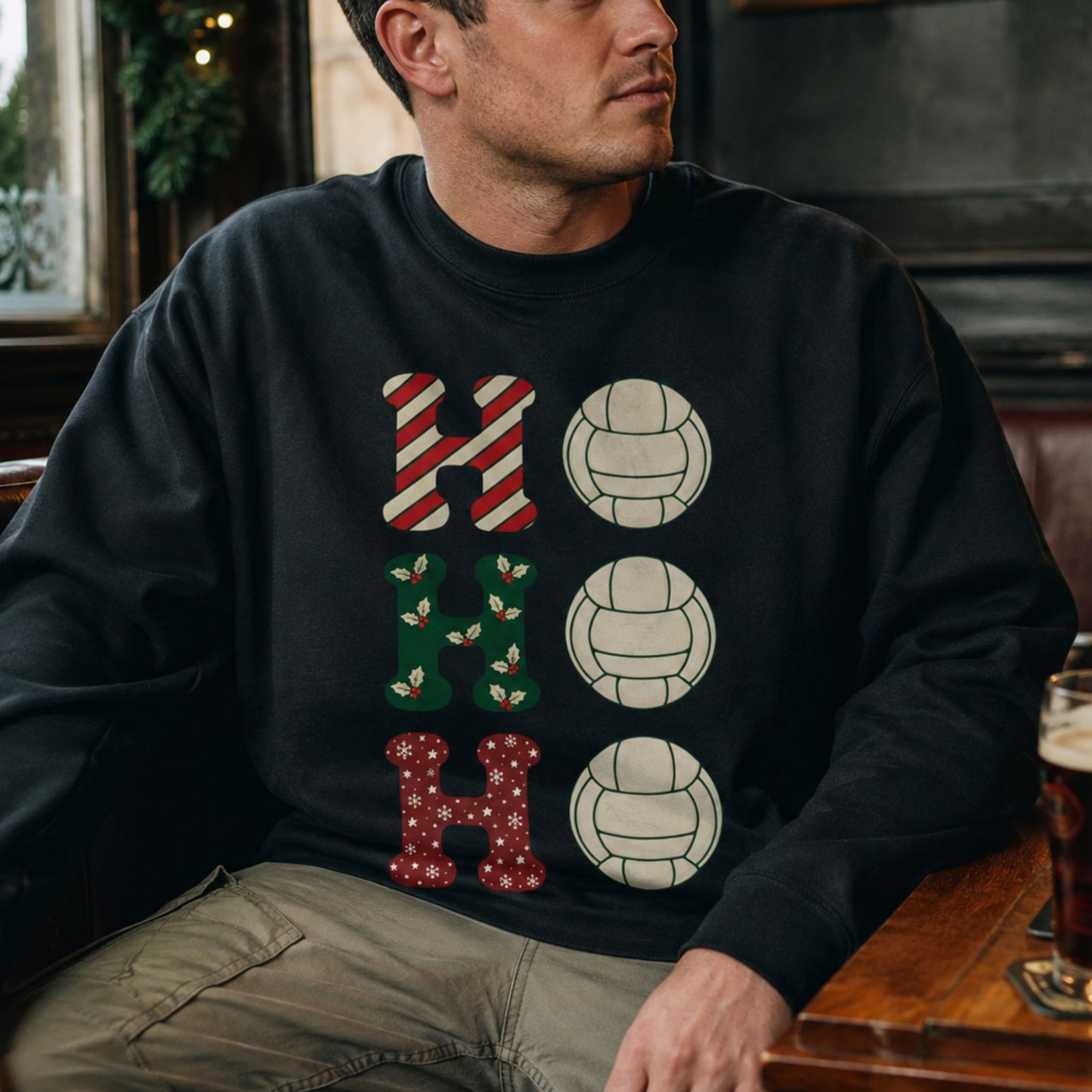 Black Netball Christmas Jumper for Men - Ho Ho Ho
