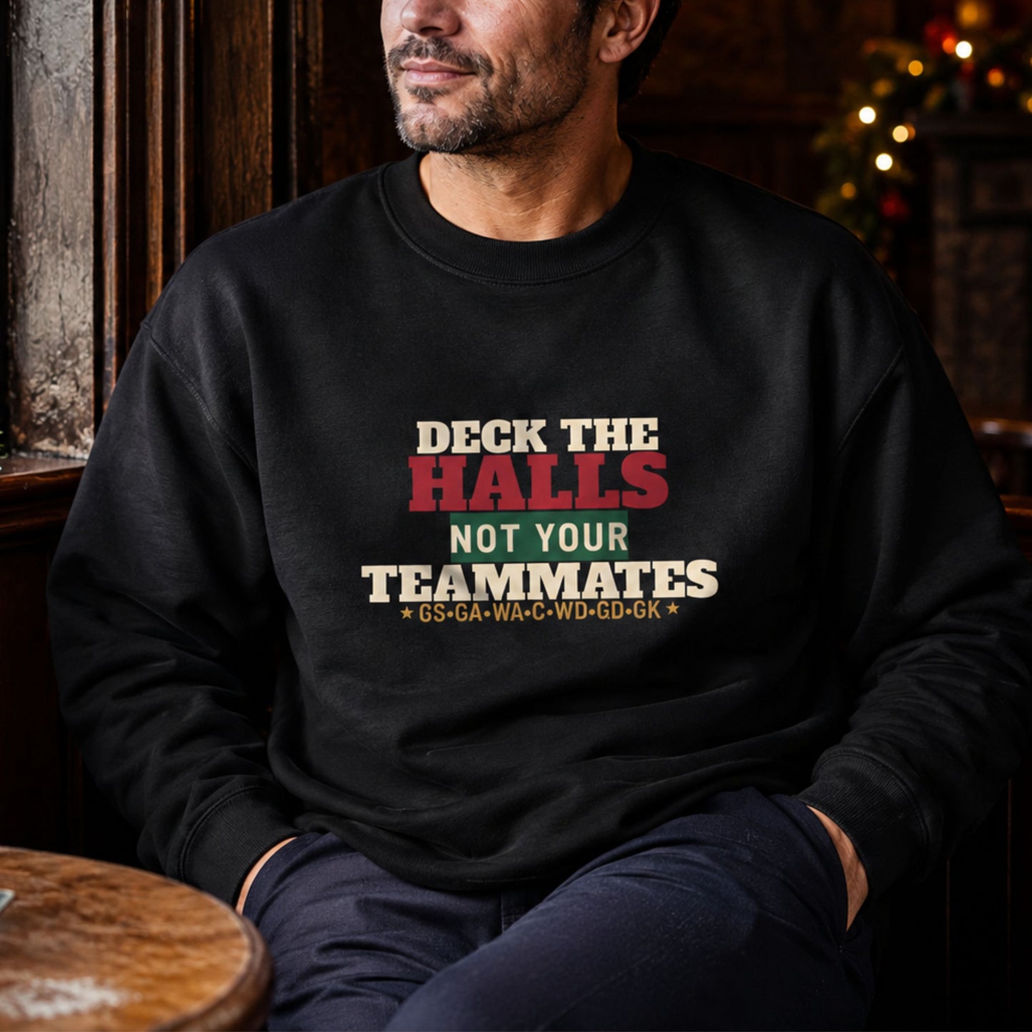 Netball Christmas Jumper for Men - Deck The Halls Funny Slogan