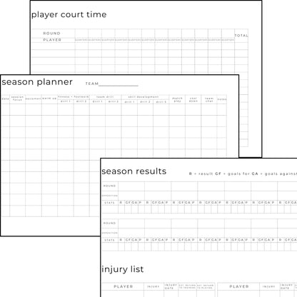 Netball Coach Aids - Printable Sports Management Sheets for Netball Coaches