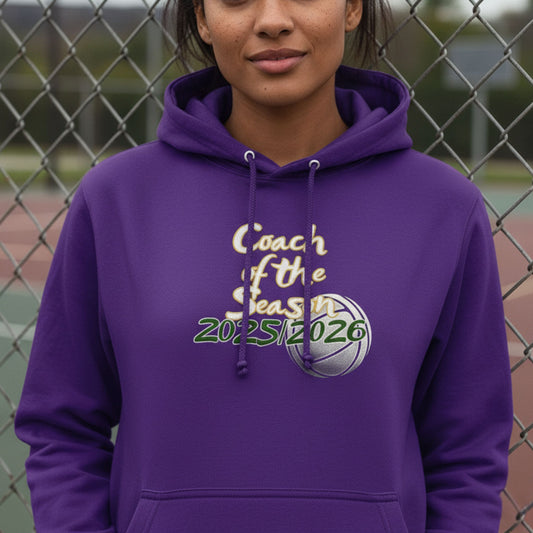 Purple Netball Coach of the Year Hoodie - Netball Coach Award for Women