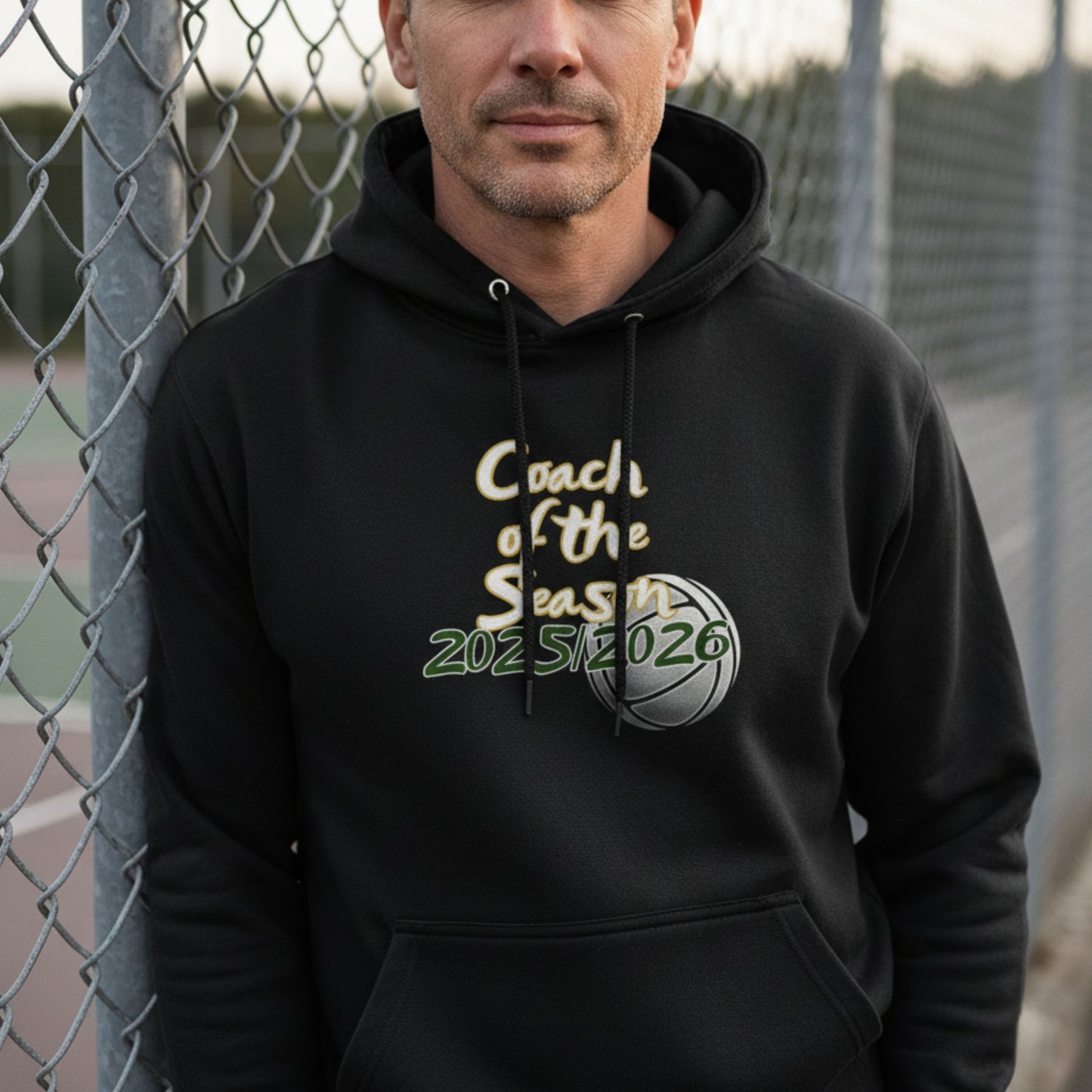 Black Netball Coach of the Year Hoodie - Netball Coach Award for Men