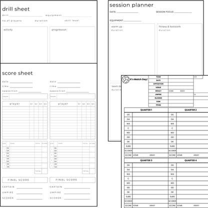 Netball Coach Planner - Netball Admin Sheets