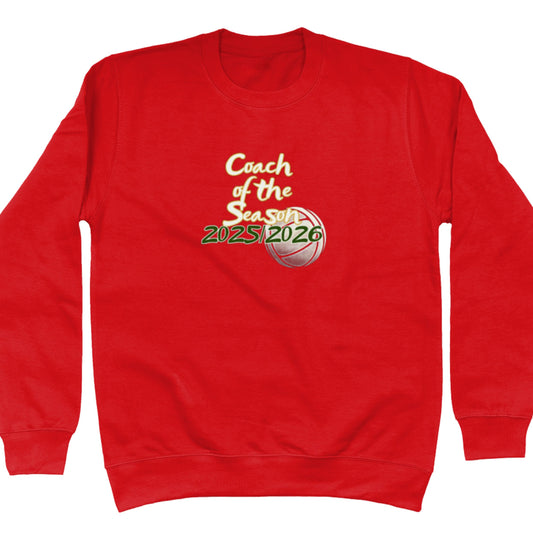 Red Netball Coach of the Season Sweatshirt - Netball Coach Award
