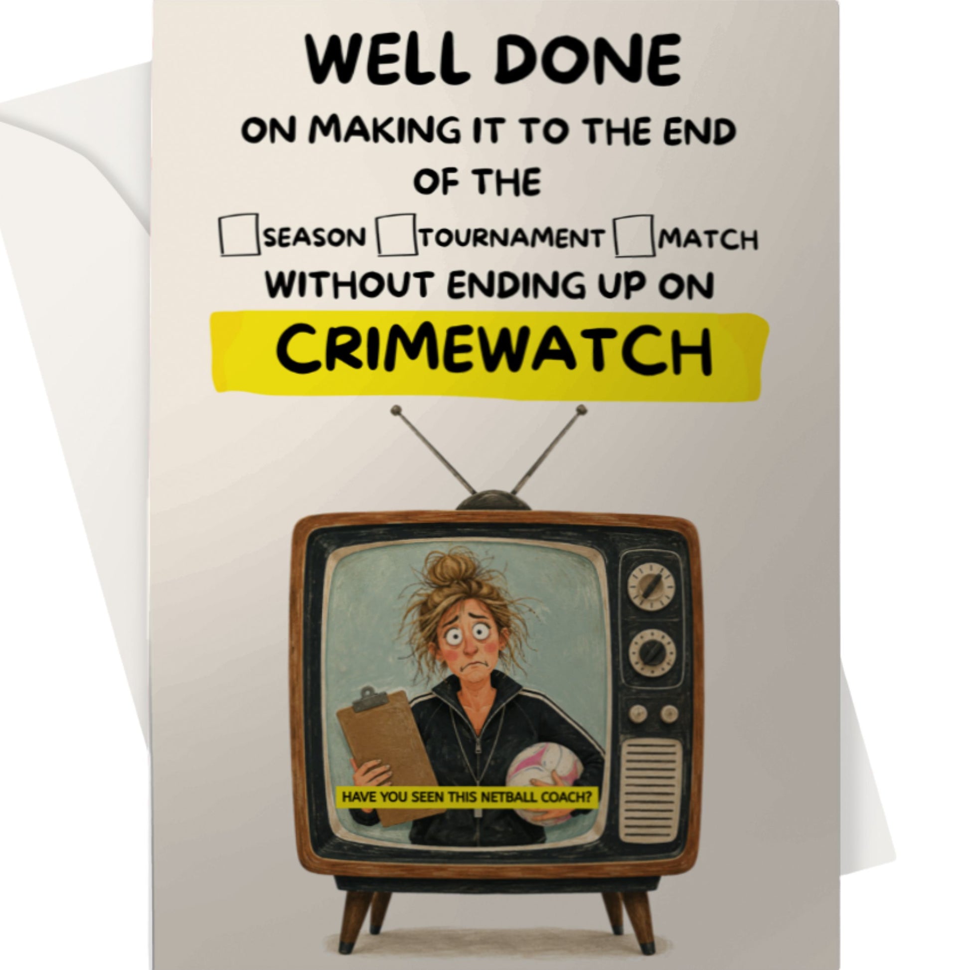 Funny Netball Coach Card - Crimewatch - Thank You 
