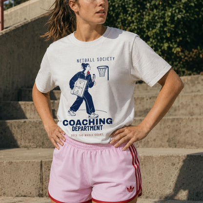 Netball Coach T-shirt - Coaching Department Slogan and Graphic