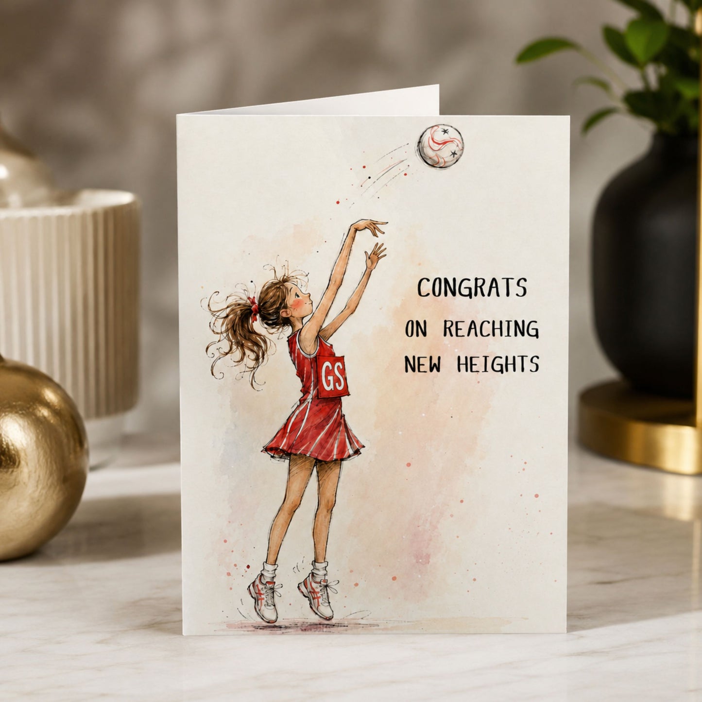 Vintage Netball Congratulations Card - Netball Player Well Done Card