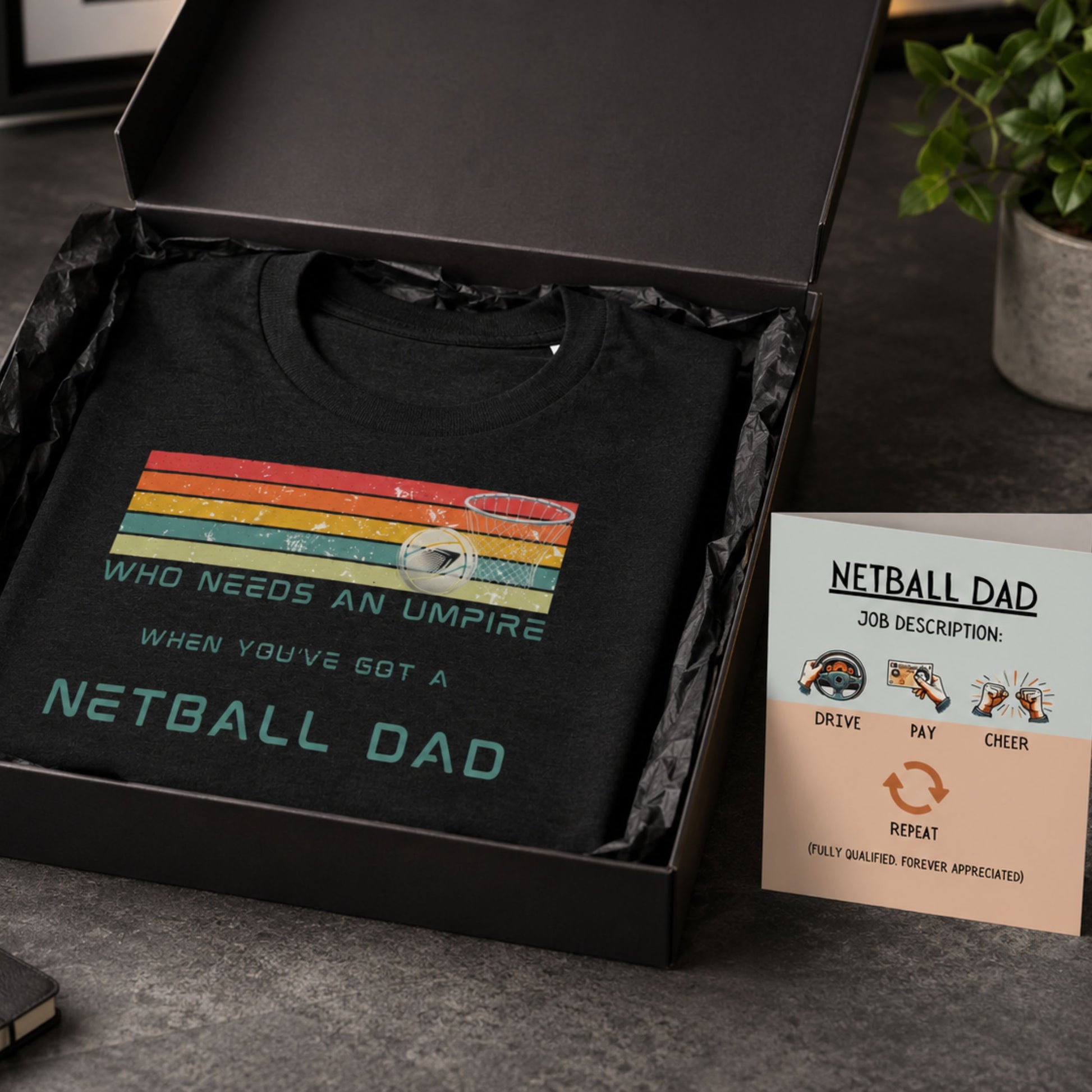 Netball Dad T-Shirt Gift Set - Father's Day Gift for Netball Dads