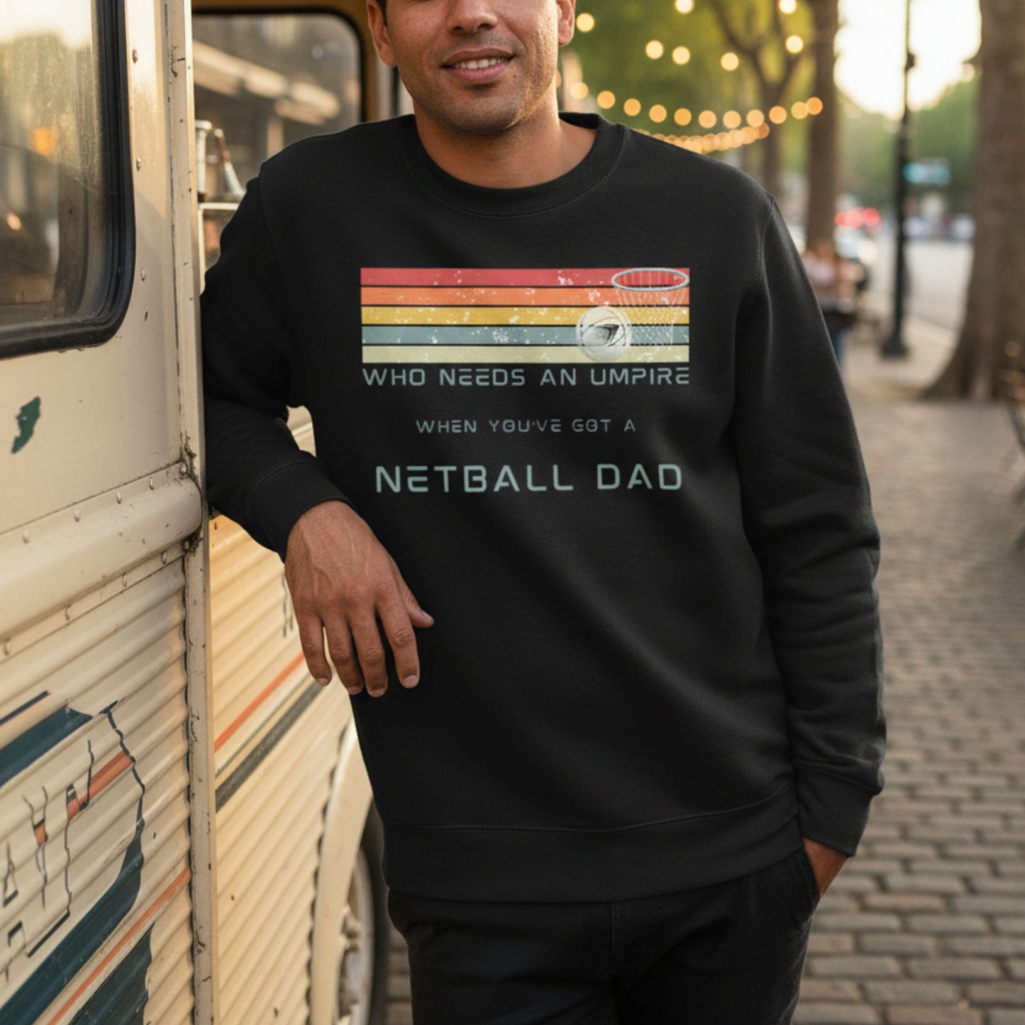 Netball Gifts - Netball Dad Slogan Black Jumper