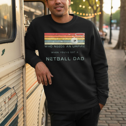 Netball Gifts - Netball Dad Slogan Black Jumper