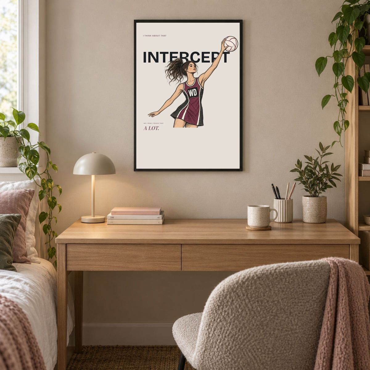 Netball Player Intercept Poster Print - Netball Gifts
