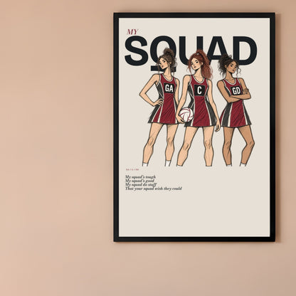 Netball Fashion Squad Poster - Editorial Wall Art Print