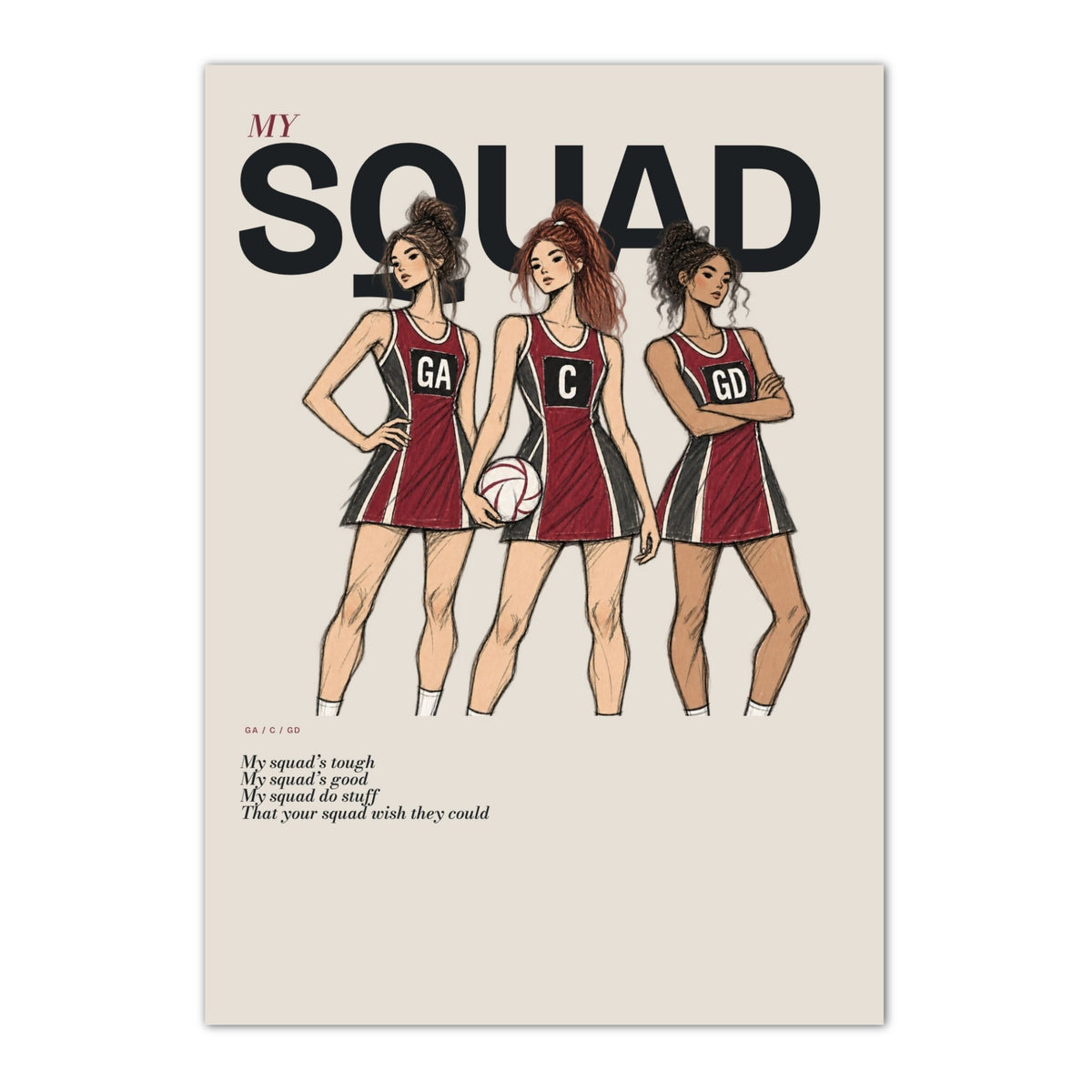 Netball Team Wall Art Print - My Squad Poster