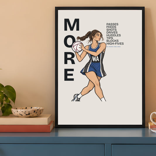 Netball Poster Print - More Passes Fashion Wall Art