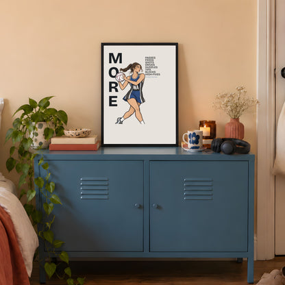 Netball Editorial Fashion Wall Art Poster Print - Wing Attack Player