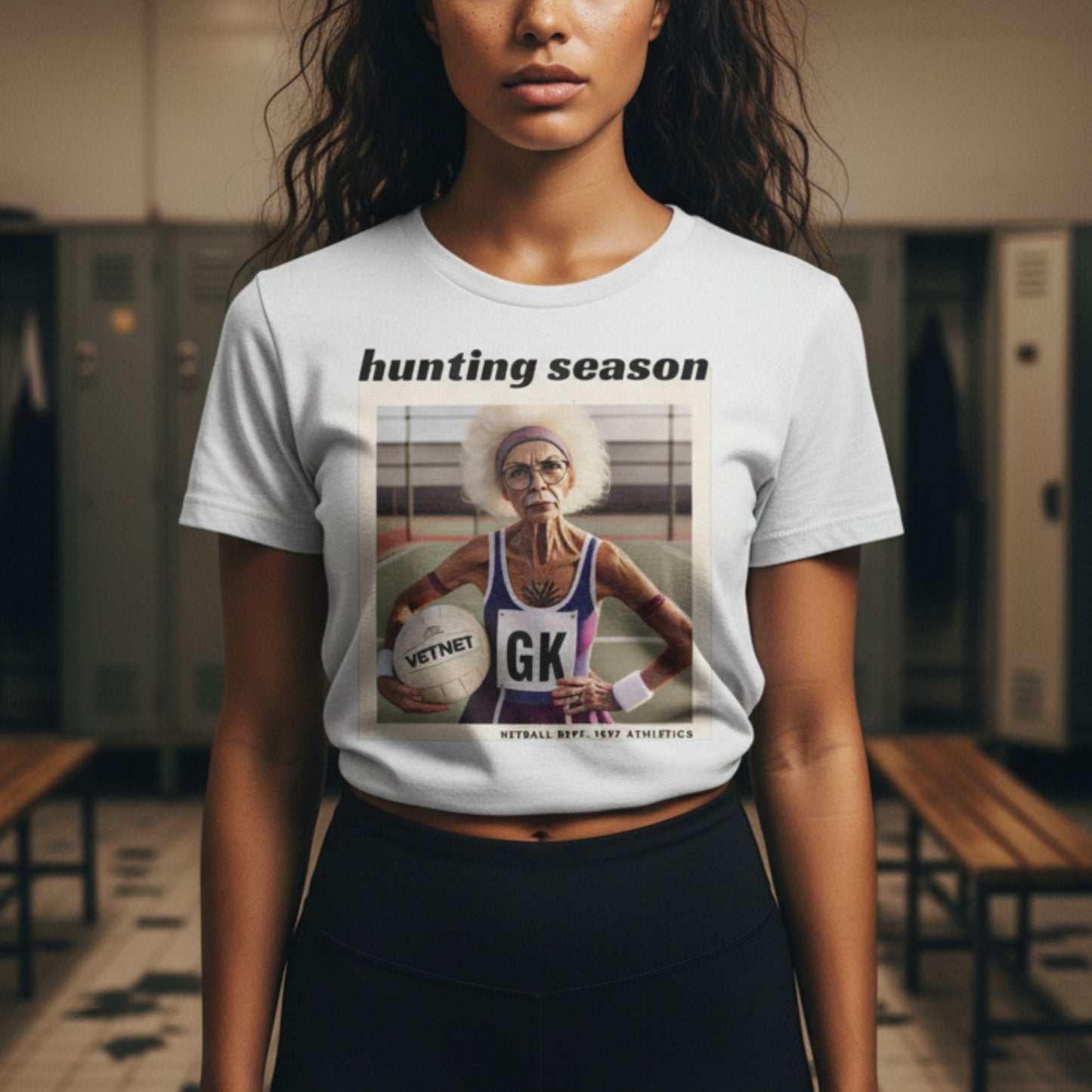 Netball Player GK Slogan T-Shirt - Hunting Season Slogan - Netball Clothing