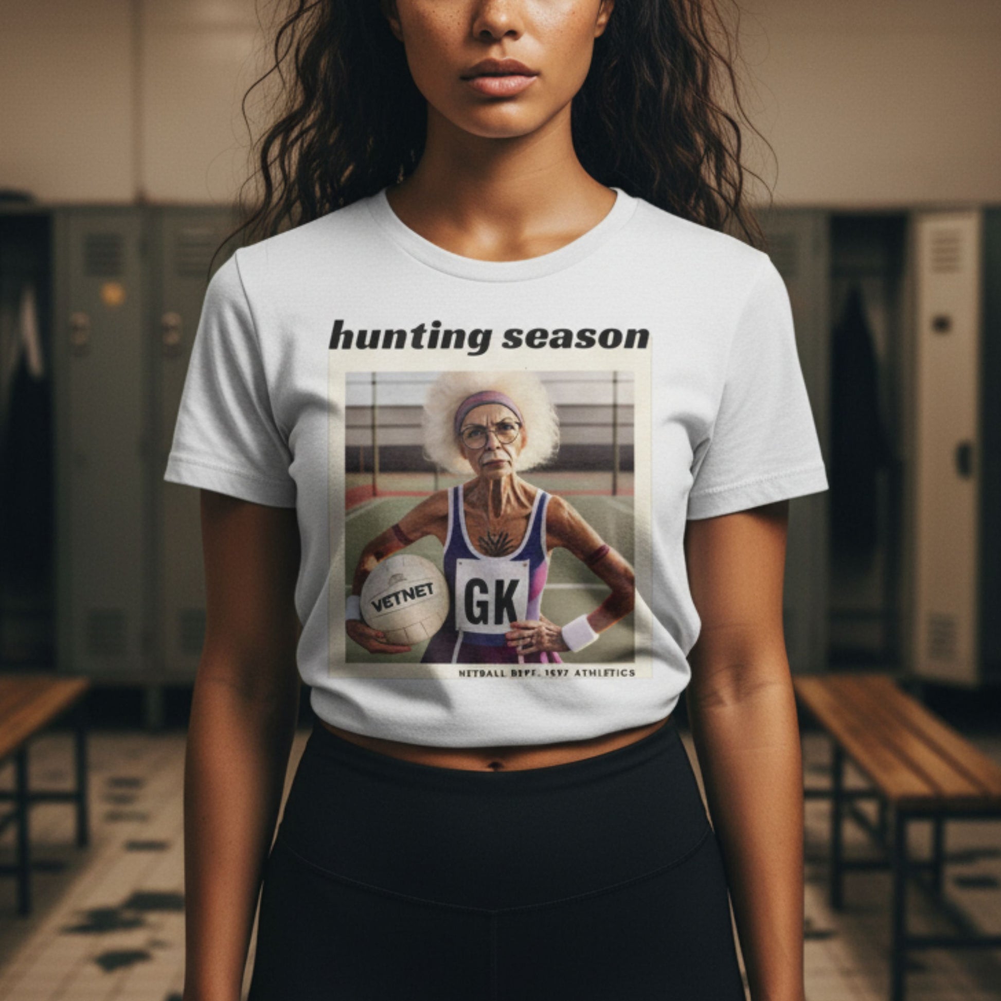 Netball Player GK Slogan T-Shirt - Hunting Season Slogan - Netball Clothing