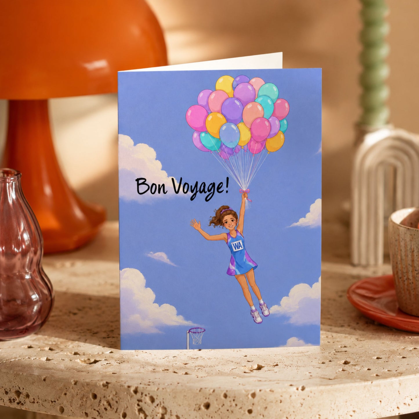 Netball Player Leaving Card - Bon Voyage Card for Netballers