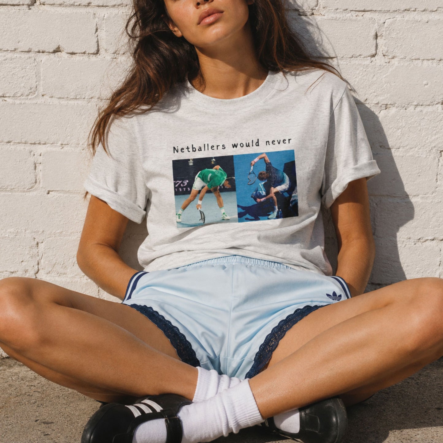 Netball T-Shirt - Racket Smash Graphic - Netballers Would Never