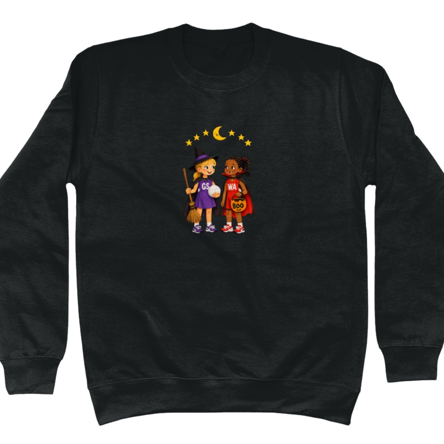 Cute Black Netball Halloween Graphic Sweatshirt