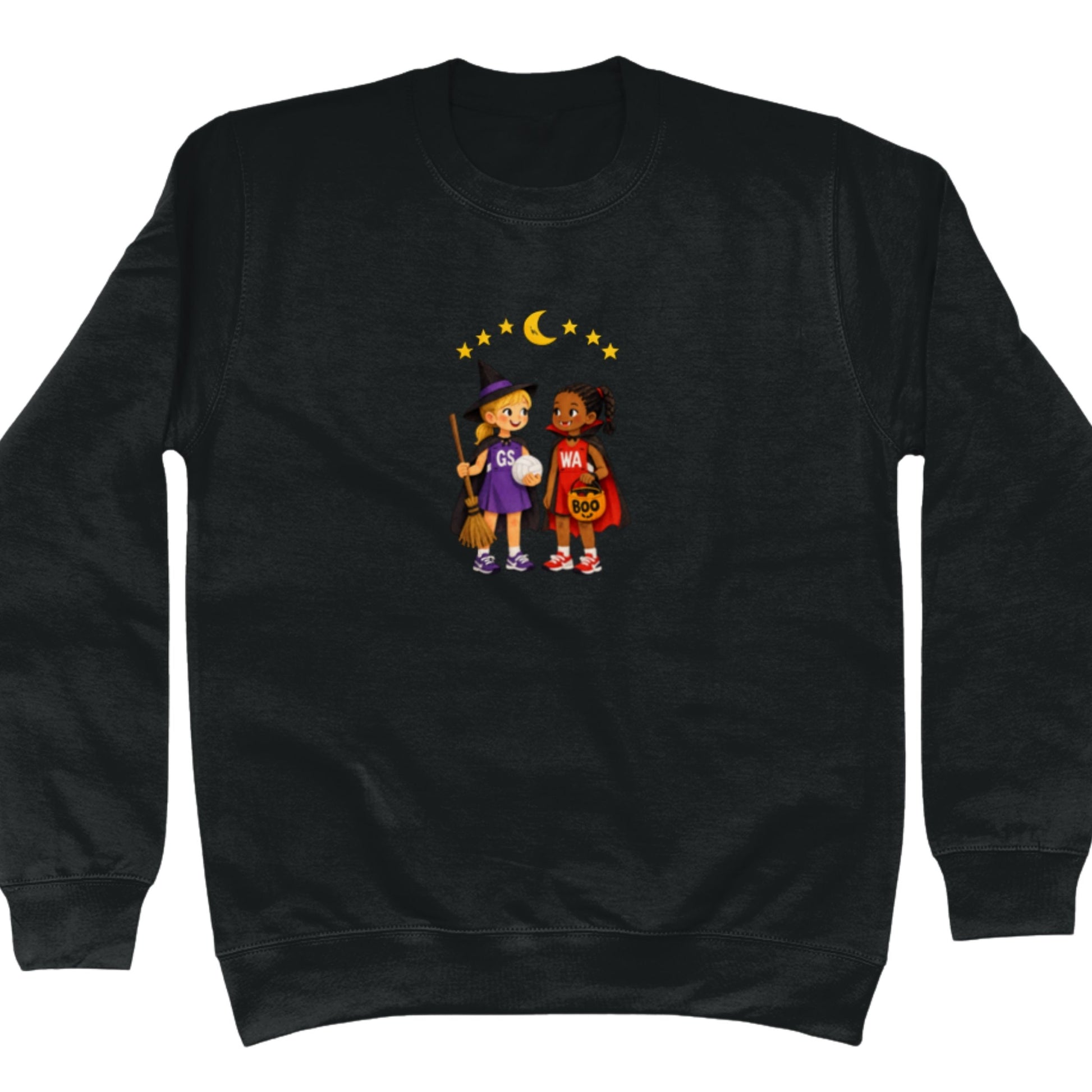 Cute Black Netball Halloween Graphic Sweatshirt