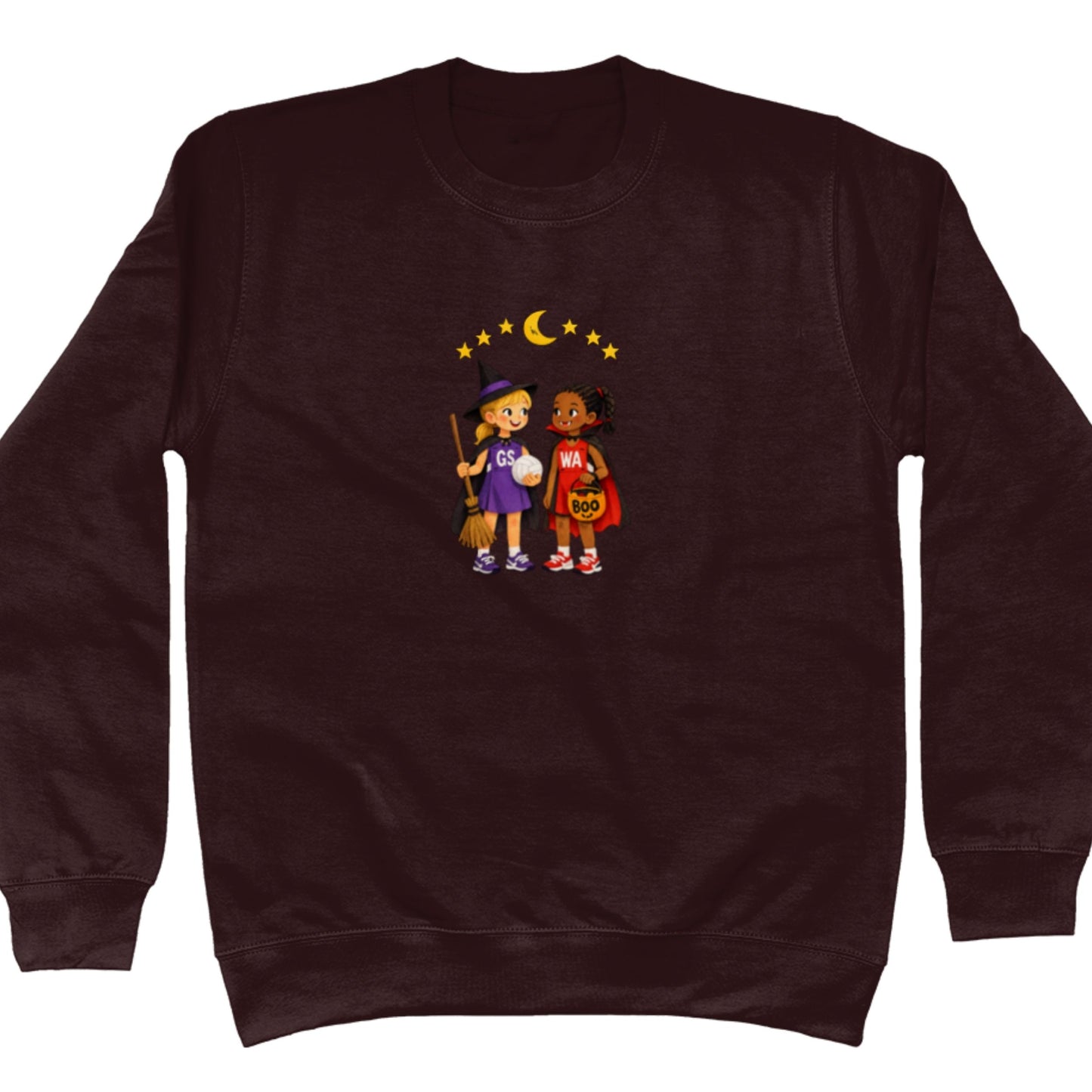 Cute Brown Netball Halloween Graphic Sweatshirt