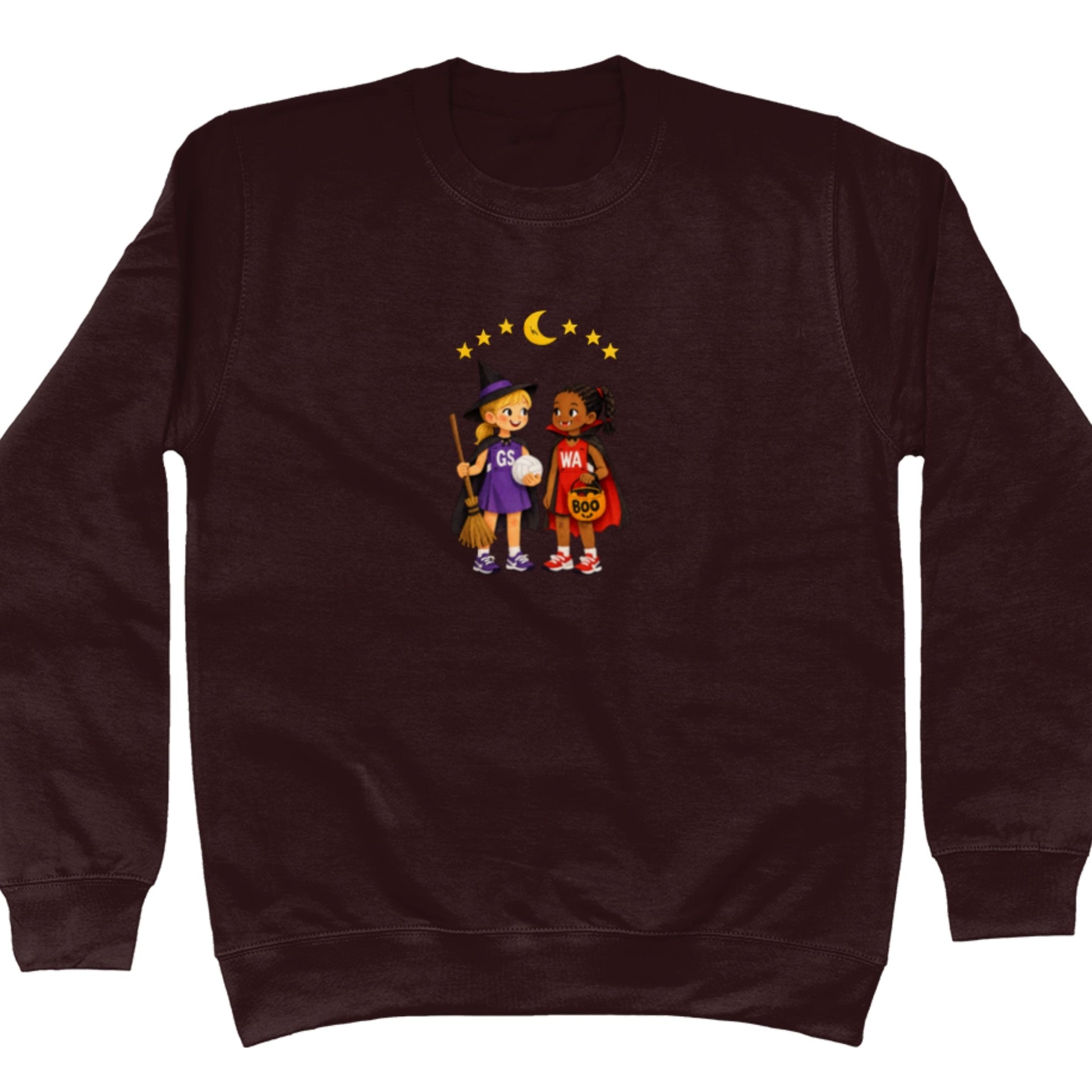 Cute Brown Netball Halloween Graphic Sweatshirt
