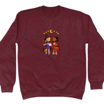 Cute Burgundy Netball Halloween Graphic Sweatshirt