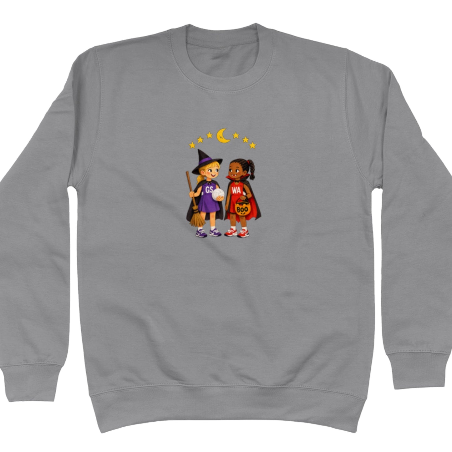 Cute Dark Grey Netball Halloween Graphic Sweatshirt